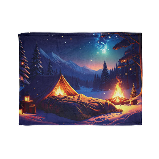 Cozy Campfire Blanket, Soft Polyester Throw for Camping, Outdoor Decor, Cabin Decor, Warm Fleece Blanket