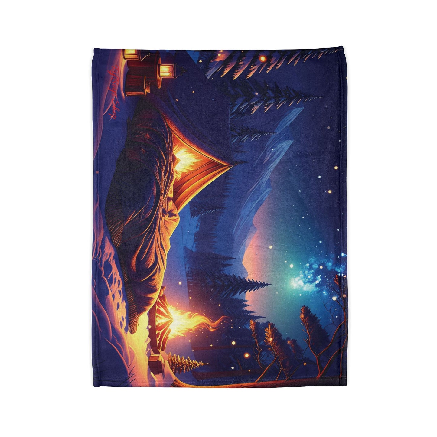 Cozy Campfire Blanket, Soft Polyester Throw for Camping, Outdoor Decor, Cabin Decor, Warm Fleece Blanket