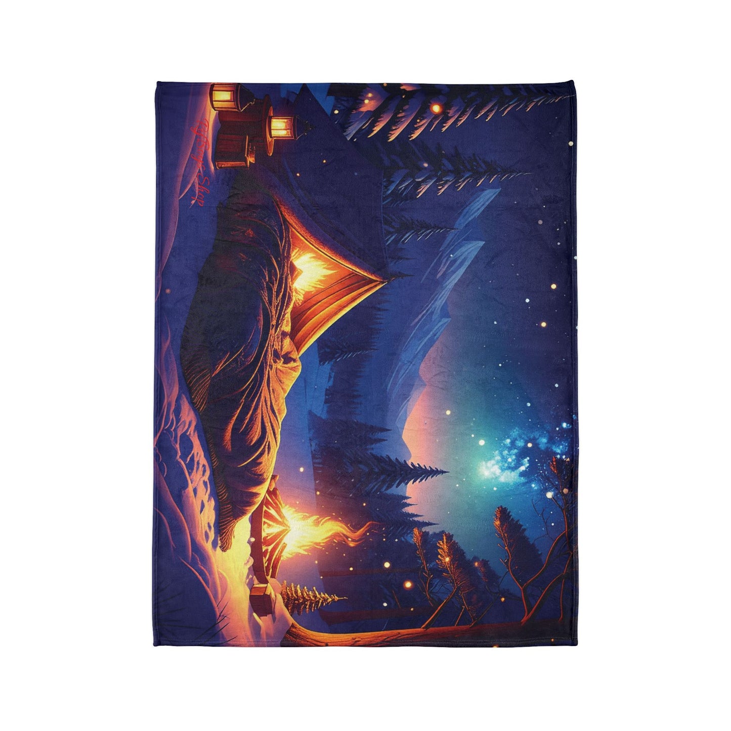 Cozy Campfire Blanket, Soft Polyester Throw for Camping, Outdoor Decor, Cabin Decor, Warm Fleece Blanket