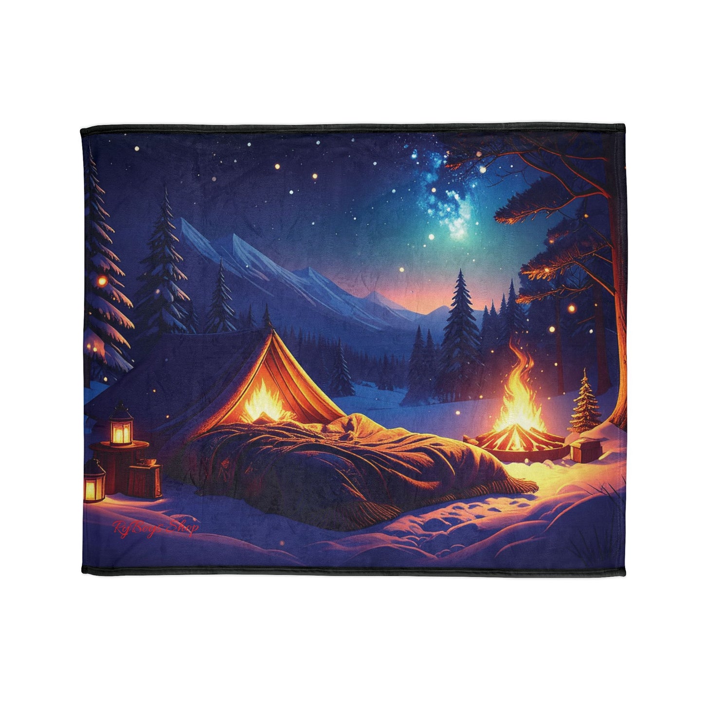 Cozy Campfire Blanket, Soft Polyester Throw for Camping, Outdoor Decor, Cabin Decor, Warm Fleece Blanket