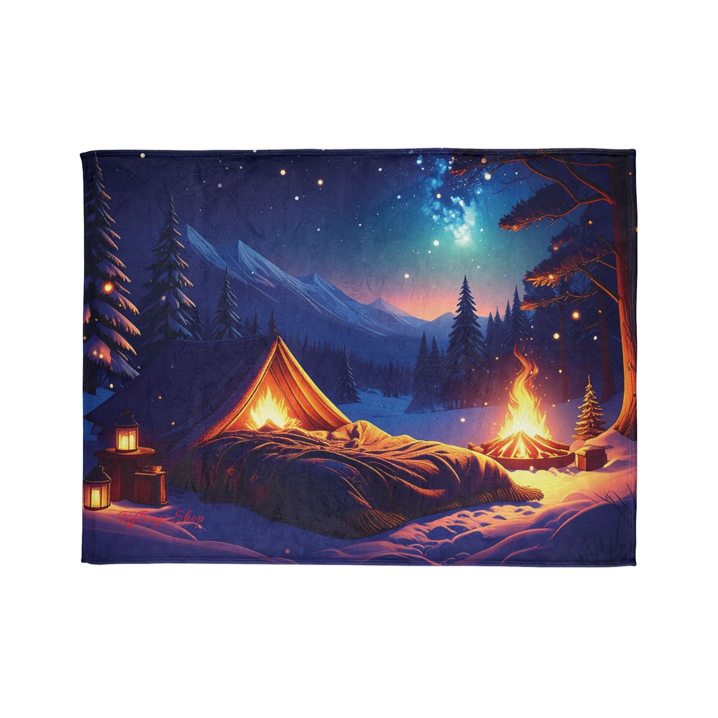 Cozy Campfire Blanket, Soft Polyester Throw for Camping, Outdoor Decor, Cabin Decor, Warm Fleece Blanket