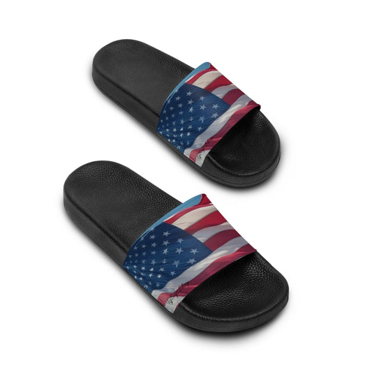 Patriotic Men's Slide Sandals - Summer Comfort, Poolside Footwear, 4th of July, Americana Theme, Casual Style, Beach Wear